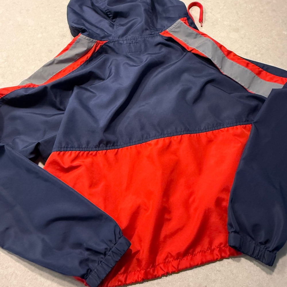 Navy and Red Hooded Cropped Windbreaker - Picture 2 of 5